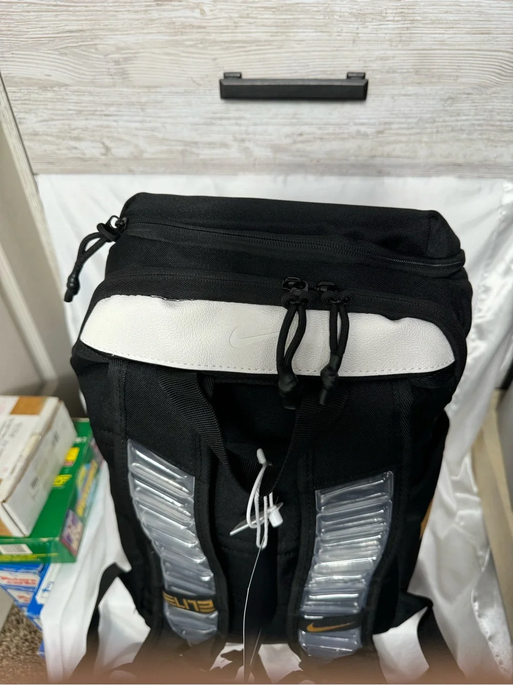 Nike Elite Pro Basketball Backpack Black White Gold Athletic Gym Bag New - Picture 5 of 5